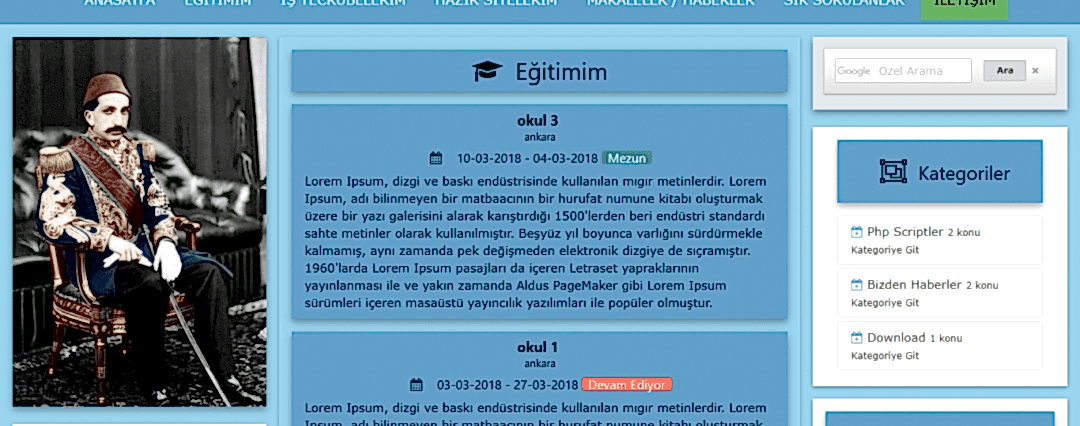 Kişisel cv ve blog sitesi